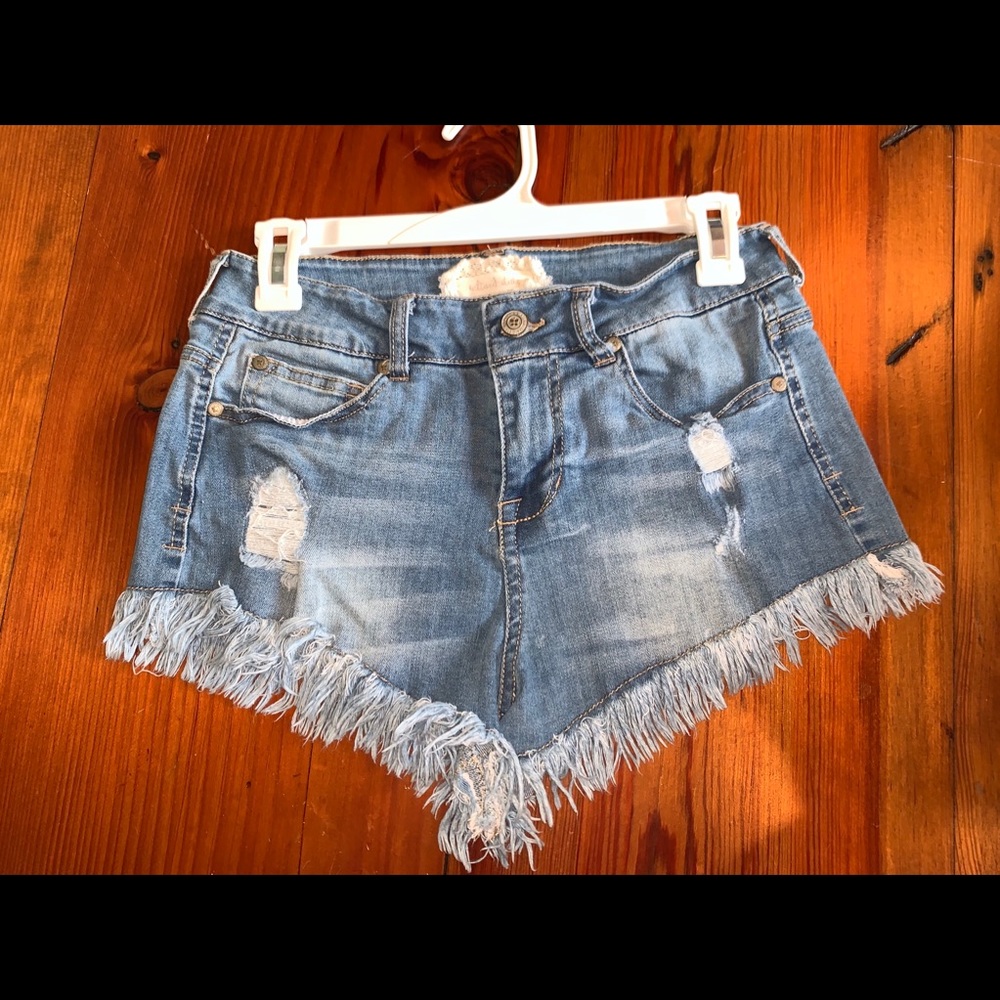 Altar’d State fringe blue jean shorts
